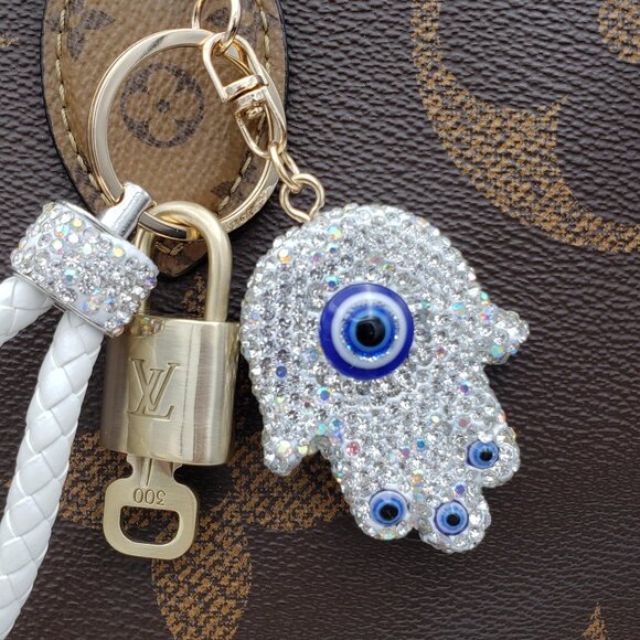 Authentic Louis Vuitton Lock & Key with unbranded Evil Eye Bagcharm - Picture 7 of 13